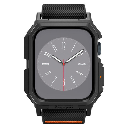 Husa pentru Apple Watch 4 / 5 / 6 / SE / SE 2 / 7 / 8 / 9, 44 / 45mm si Curea, Spigen Lite Fit Pro, Matte Black