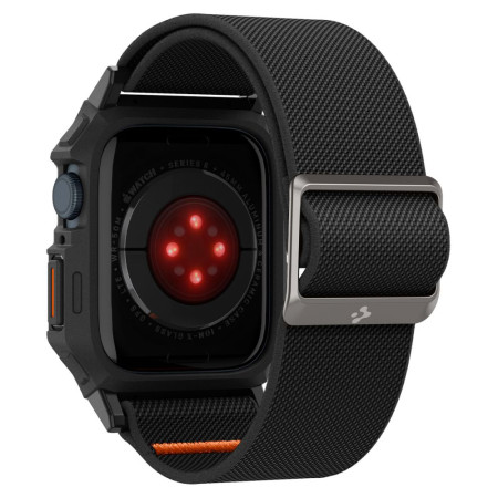 Husa pentru Apple Watch 4 / 5 / 6 / SE / SE 2 / 7 / 8 / 9, 44 / 45mm si Curea, Spigen Lite Fit Pro, Matte Black