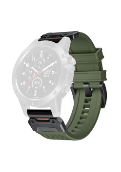 Curea pentru Garmin Fenix 3/3 HR/5X/5X Plus/6X/6X Pro/7X/7X Pro Solar - Techsuit Watchband QuickFit 26mm (W068) - Green / Black