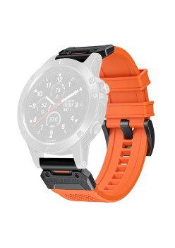 Curea pentru Garmin Fenix 3/3 HR/5X/5X Plus/6X/6X Pro/7X/7X Pro Solar - Techsuit Watchband QuickFit 26mm (W068) - Orange / Black