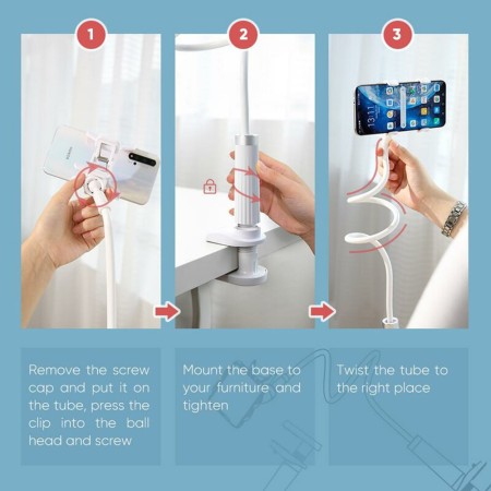 Ugreen - Desk Holder (30488) - for Phone 4 - 7.2", Flexible, 120cm - White