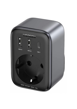 Incarcator Priza EU, 2x USB, Type-C la US, Incarcare rapida, 30W - Ugreen, Black