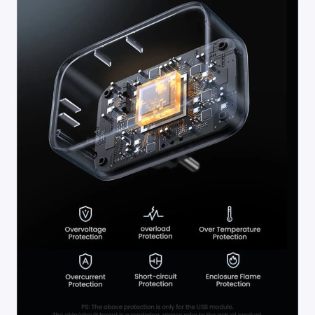 Incarcator Priza EU, 2x USB, Type-C la US, Incarcare rapida, 30W - Ugreen, Black
