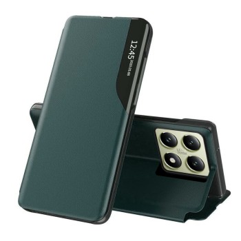Husa Tip Carte pentru Xiaomi 14T - Stand View - Piele Eco, Dark Green