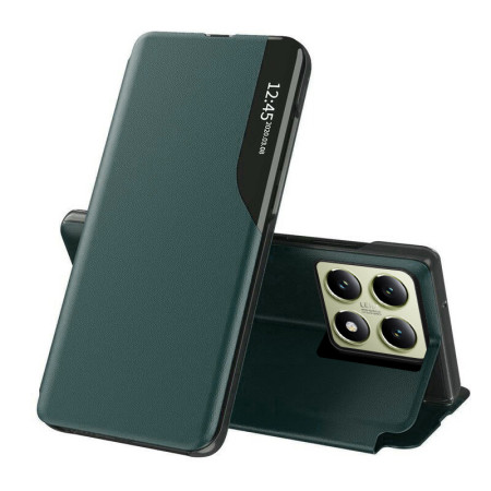 Husa Tip Carte pentru Xiaomi 14T - Stand View - Piele Eco, Dark Green