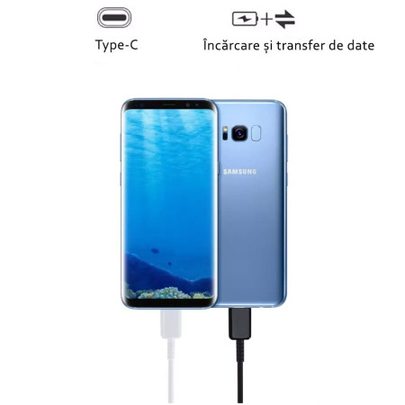 Cablu date Samsung EP-DG970BBE, USB la Tip-C, 2.1A, 1m, Negru