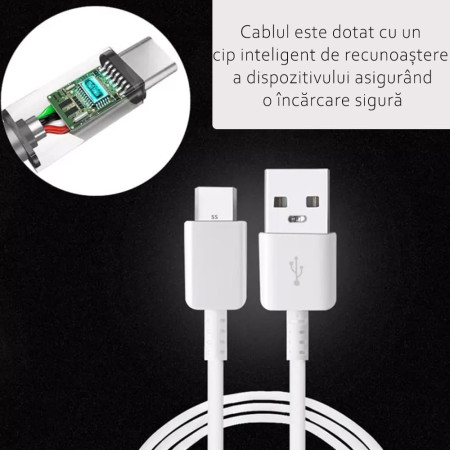 Cablu date Samsung EP-DG970BBE, USB la Tip-C, 2.1A, 1m, Negru