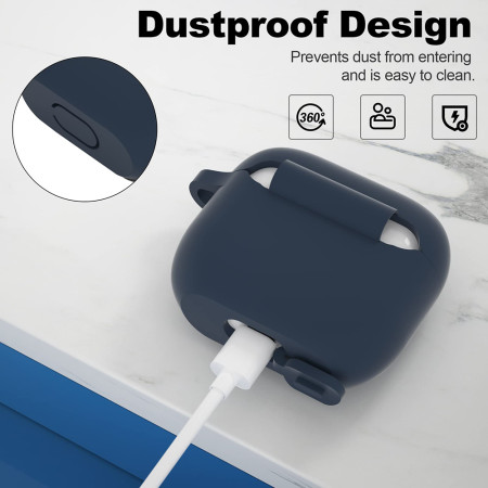 Husa de protectie compatibila Apple AirPods 3, Smooth Ultrathin Material, Navy Blue