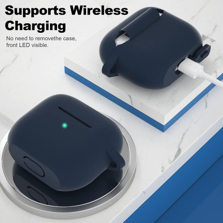 Husa de protectie compatibila Apple AirPods 3, Smooth Ultrathin Material, Navy Blue