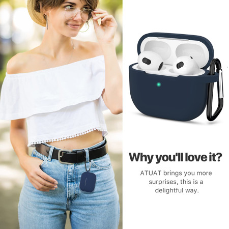 Husa de protectie compatibila Apple AirPods 3, Smooth Ultrathin Material, Navy Blue