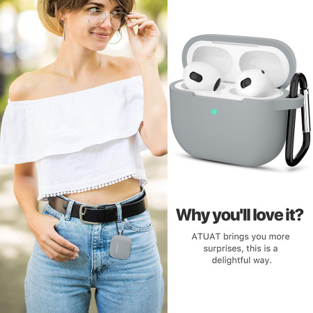 Husa de protectie compatibila Apple AirPods 3, Smooth Ultrathin Material, Grey