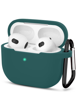 Husa de protectie compatibila Apple AirPods 3, Smooth Ultrathin Material, Dark Green