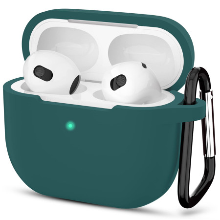 Husa de protectie compatibila Apple AirPods 3, Smooth Ultrathin Material, Dark Green