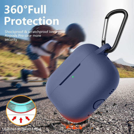 Husa de protectie compatibila Apple AirPods Pro 1 / 2, Smooth Ultrathin Material, Navy Blue