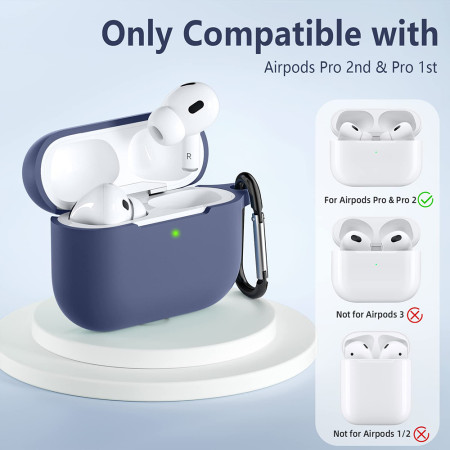 Husa de protectie compatibila Apple AirPods Pro 1 / 2, Smooth Ultrathin Material, Dark Green