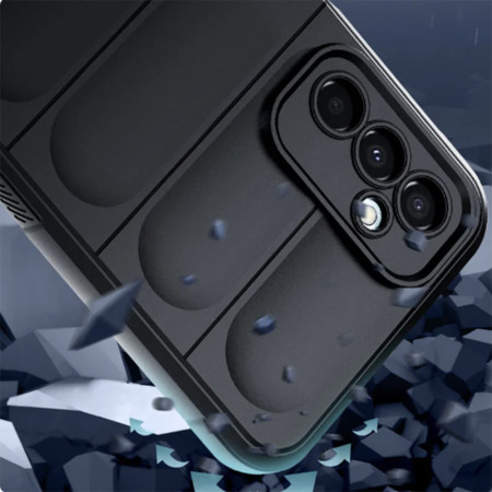 Husa pentru Samsung Galaxy A13 5G / A04S, Antisoc, Margini Striatii, Magic Shield, Black