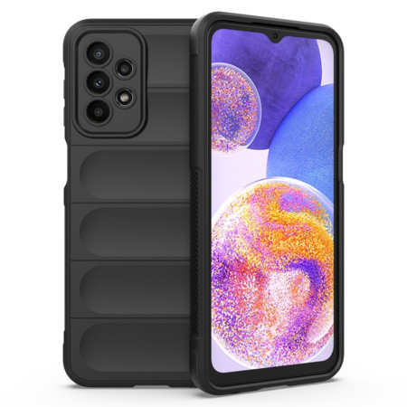Husa pentru Samsung Galaxy A23 4G / A23 5G, Antisoc, Margini Striatii, Magic Shield, Black