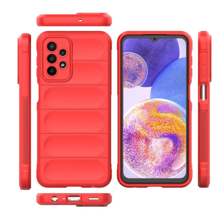 Husa pentru Samsung Galaxy A23 4G / A23 5G, Antisoc, Margini Striatii, Magic Shield, Red