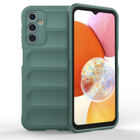 Husa pentru Samsung Galaxy A14 4G / A14 5G, Antisoc, Margini Striatii, Design Minimalist, Green