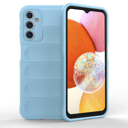 Husa pentru Samsung Galaxy A14 4G / A14 5G, Antisoc, Margini Striatii, Design Minimalist, Bleu