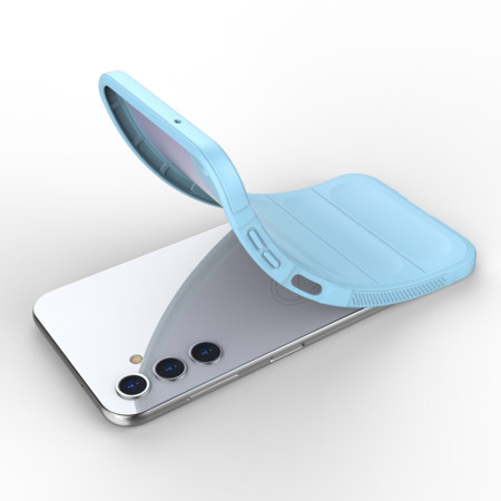 Husa pentru Samsung Galaxy A14 4G / A14 5G, Antisoc, Margini Striatii, Design Minimalist, Bleu