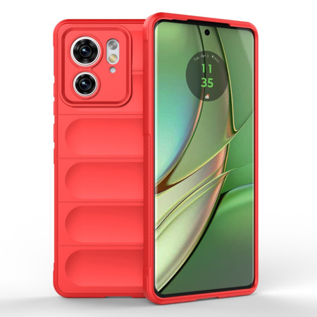 Husa pentru Motorola Edge 40 / Edge (2023), Antisoc, Margini Striatii, Design Minimalist, Red