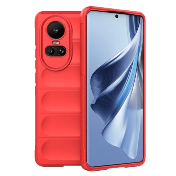 Husa pentru Oppo Reno10 / Reno10 Pro, Antisoc, Margini Striatii, Design Minimalist, Red