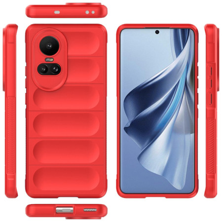 Husa pentru Oppo Reno10 / Reno10 Pro, Antisoc, Margini Striatii, Design Minimalist, Red