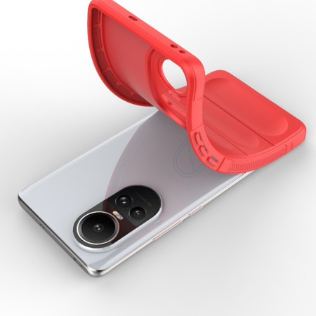 Husa pentru Oppo Reno10 / Reno10 Pro, Antisoc, Margini Striatii, Design Minimalist, Red