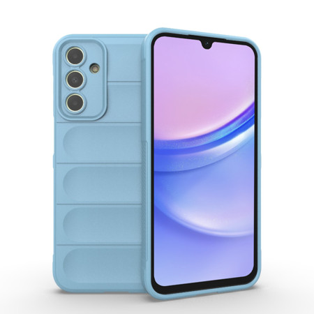 Husa pentru Samsung Galaxy A15, Antisoc, Margini Striatii, Design Minimalist, Bleu