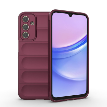 Husa pentru Samsung Galaxy A15, Antisoc, Margini Striatii, Design Minimalist, Bordeaux