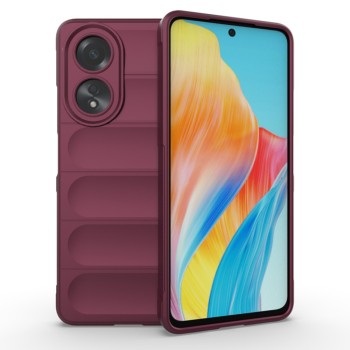 Husa pentru Oppo A58 4G, Antisoc, Margini Striatii, Design Minimalist, Bordeaux