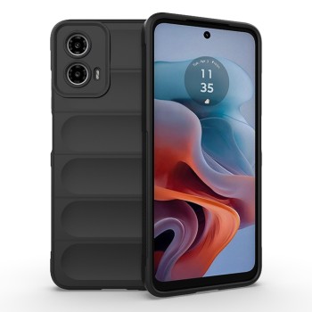 Husa pentru Motorola Moto G34, Antisoc, Margini Striatii, Design Minimalist, Black