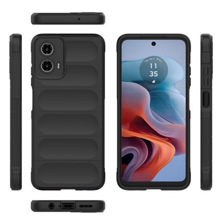 Husa pentru Motorola Moto G34, Antisoc, Margini Striatii, Design Minimalist, Black