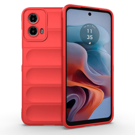 Husa pentru Motorola Moto G34, Antisoc, Margini Striatii, Design Minimalist, Red