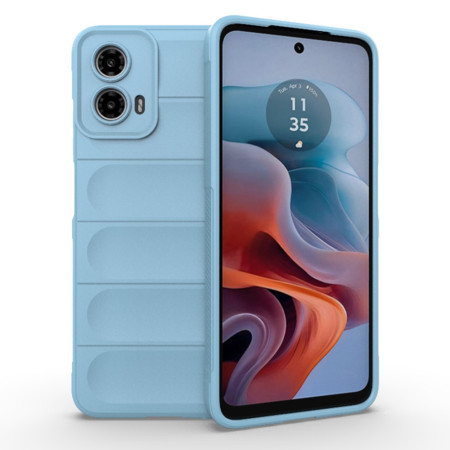 Husa pentru Motorola Moto G34, Antisoc, Margini Striatii, Design Minimalist, Bleu