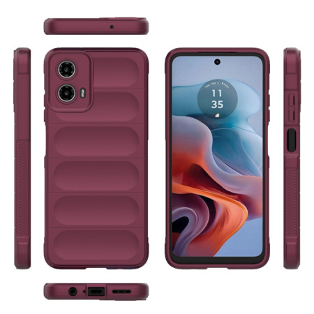 Husa pentru Motorola Moto G34, Antisoc, Margini Striatii, Design Minimalist, Bordeaux