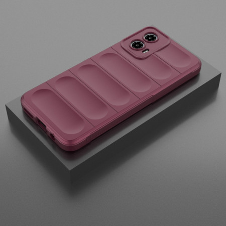 Husa pentru Motorola Moto G34, Antisoc, Margini Striatii, Design Minimalist, Bordeaux
