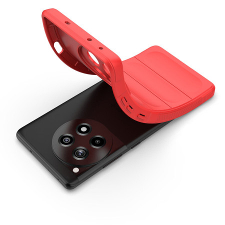 Husa pentru OnePlus 12R, Antisoc, Margini Striatii, Design Minimalist, Red