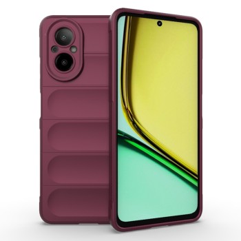 Husa pentru Realme C67, Antisoc, Margini Striatii, Design Minimalist, Bordeaux