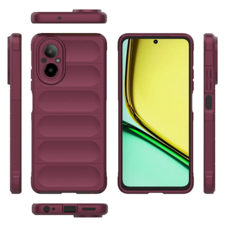 Husa pentru Realme C67, Antisoc, Margini Striatii, Design Minimalist, Bordeaux