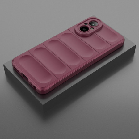 Husa pentru Realme C67, Antisoc, Margini Striatii, Design Minimalist, Bordeaux