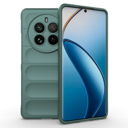 Husa pentru Realme 12 Pro / 12 Pro Plus, Antisoc, Margini cu Striatii, Design Minimalist, Green