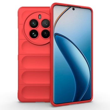 Husa pentru Realme 12 Pro / 12 Pro Plus, Antisoc, Margini cu Striatii, Design Minimalist, Red