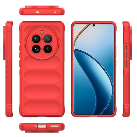 Husa pentru Realme 12 Pro / 12 Pro Plus, Antisoc, Margini cu Striatii, Design Minimalist, Red