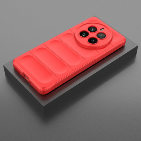 Husa pentru Realme 12 Pro / 12 Pro Plus, Antisoc, Margini cu Striatii, Design Minimalist, Red