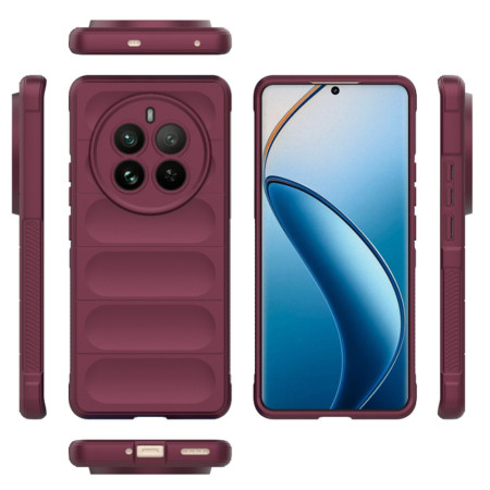 Husa pentru Realme 12 Pro / 12 Pro Plus, Antisoc, Margini cu Striatii, Design Minimalist, Bordeaux