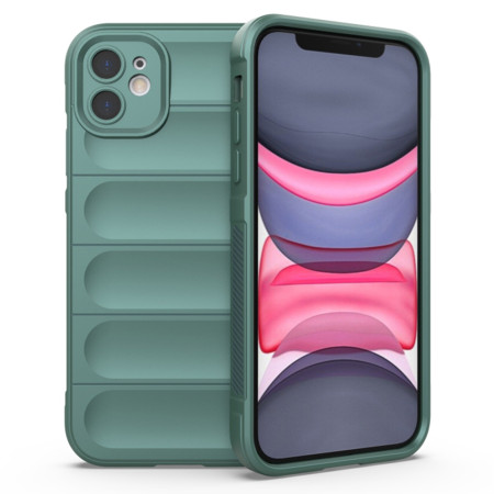 Husa pentru iPhone 11, Antisoc, Margini cu Striatii, Design Minimalist, Green