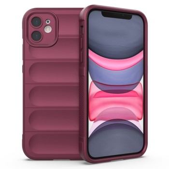 Husa pentru iPhone 11, Antisoc, Margini cu Striatii, Design Minimalist, Bordeaux