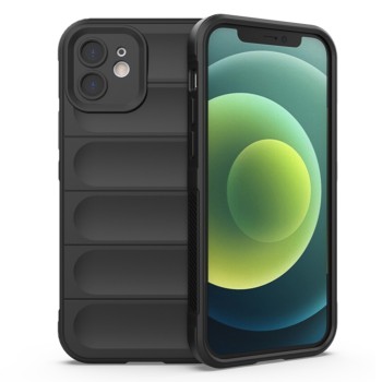 Husa pentru iPhone 12, Antisoc, Margini cu Striatii, Design Minimalist, Black